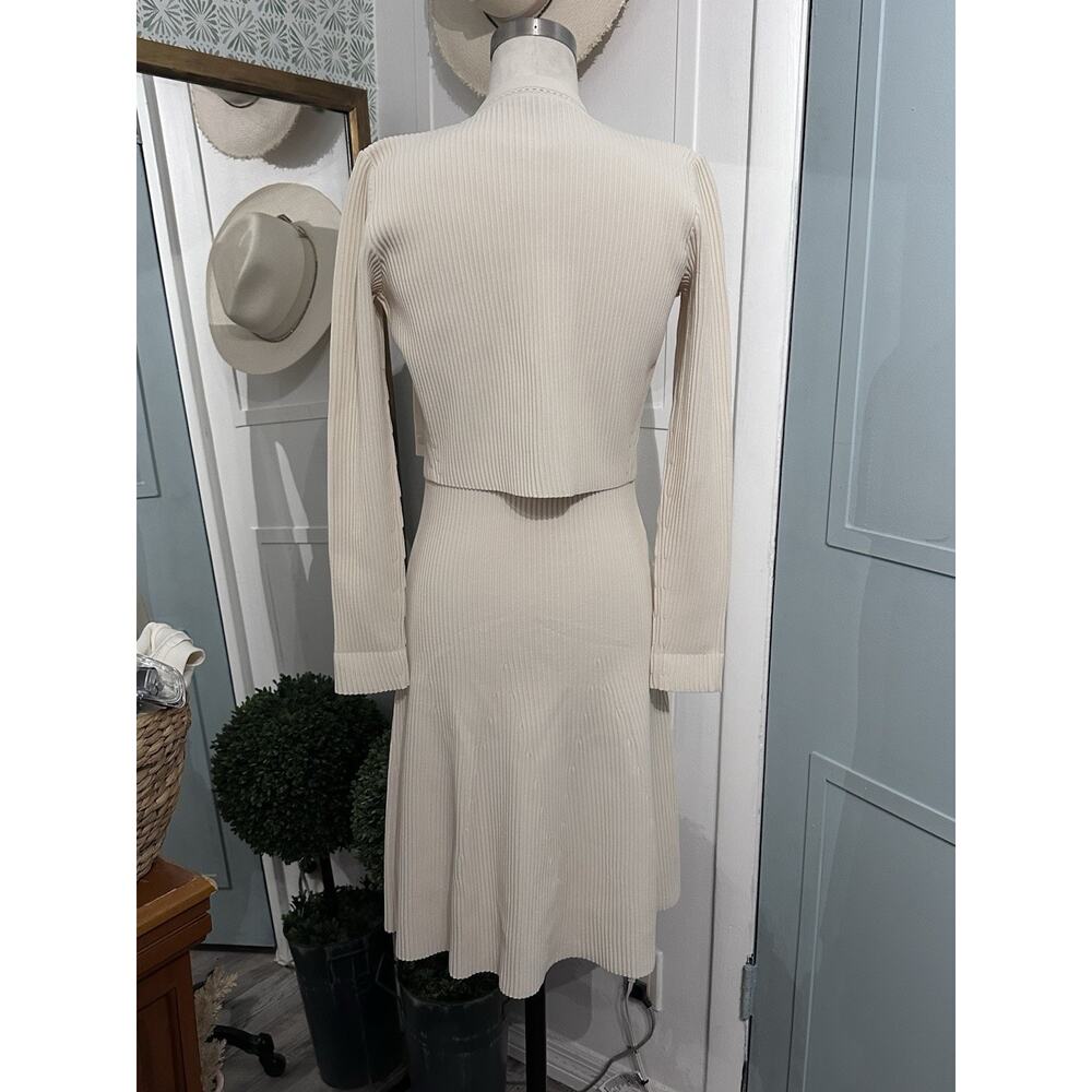 GUCCI A Line Ribbed Sweater Set Sleeveless Dress Size XS Beige - Picture 10 of 13